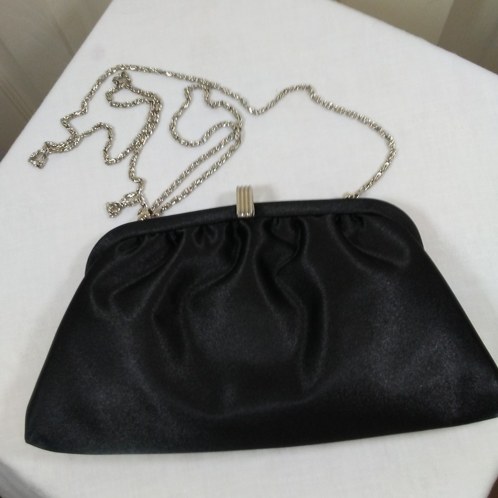 Carlo Fellini Black Satin Evening Bag